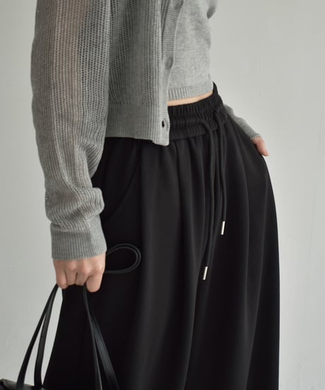 bottoms-02275　Waist Tuck Relaxed Wide Pants　Gray Charcoal Black