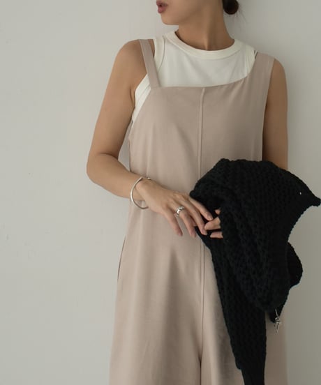 onepiece-02084　Asymmetrical Design Salopette Beige
