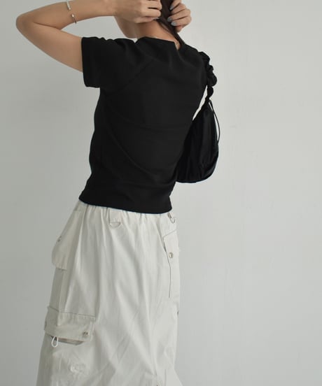 tops-02489　Raglan Sleeve T-shirt White Charcoal Black