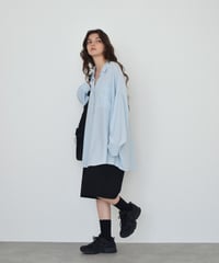 tops-02609 Oversized Loose Shirt White Blue Black