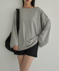 swim-07002　Boat Neck Rash Guard　Gray　Black