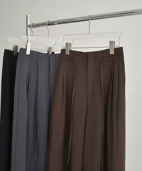 bottoms-02246　3 Tucks Wide Pants Gray Brown Black