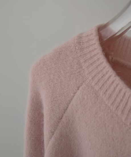 knit-02370 Crew Neck Knit Cardigan Pink Gray