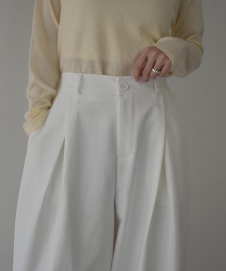 bottoms-02313 Tuck Wide Cocoon Pants Off-White Beige Black