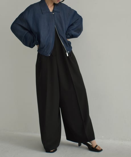 outer-02079　Volume Sleeve Indigo Chambray Blouson