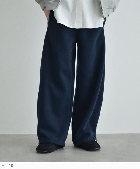 【UNISEX】bottoms-02316　Drawstring curved sweat-like pants  Pink Gray Navy