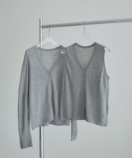 nh-knit-02381 Linen Blend Sheer Knit Vest  Ecru Gray Navy