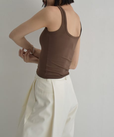 tops-02547　2way Square Tank Top  Gray Brown Black