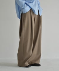 bottoms-02266　Tuck Wide Pants  Ecru Mochabeige Black
