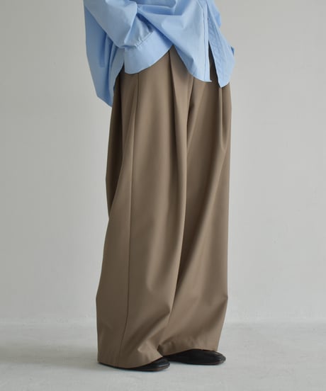 bottoms-02266　Tuck Wide Pants  Ecru Mochabeige Black