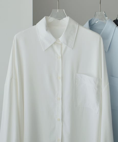 tops-02609 Oversized Loose Shirt White Blue Black