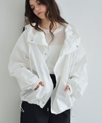 outer-02099 Nylon Zip Hoodie White Greige