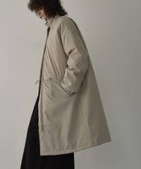 outer-02093　Padded Long Coat with Volume  Greige  Black