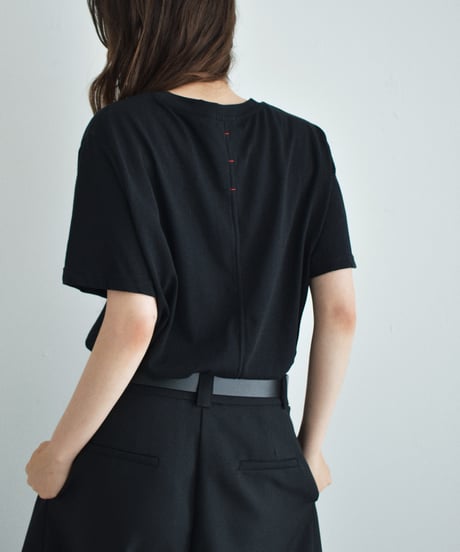 nh-tops-02611 Back Stitch T-Shirt White Gray Black
