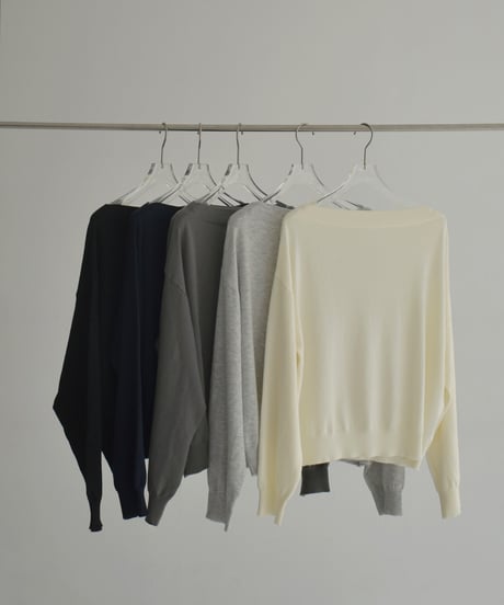 knit-02340　Boatneck Knit Pullover　Ecru Light-Gray Navy Charcoal Black
