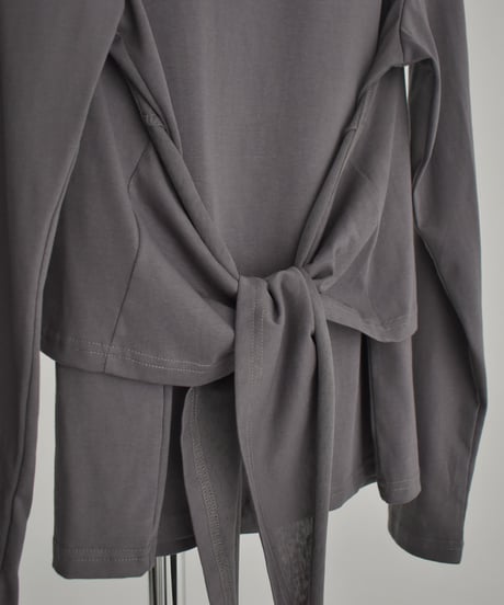 tops-02536　Layered Cut and Sew　White Charcoal