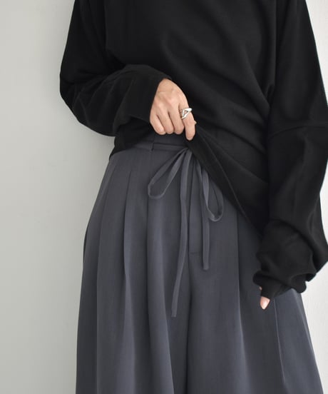 bottoms-02246　3 Tucks Wide Pants Gray Brown Black