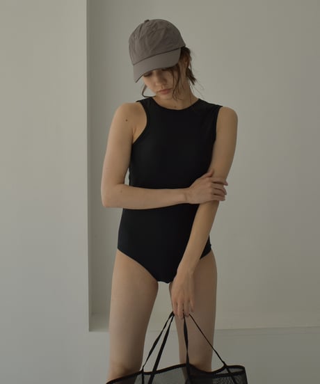 swim-02458　Asymmetrical Design One Piece Swimsuit　Khaki　Black