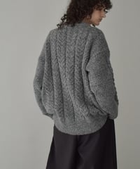 knit-02362　 Mixed Cable Knit Pullover 　Gray