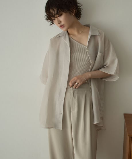 tops-04127 MADE IN JAPAN SHEER OPEN COLLAR SHIRT