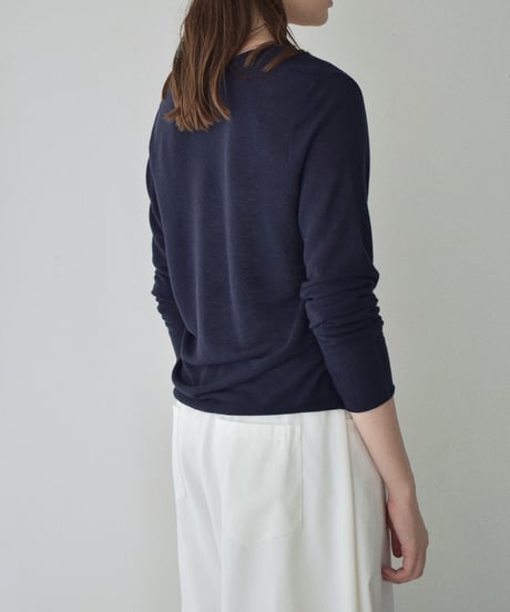 nh-knit-02380 Linen Blend Sheer Knit Cardigan  Ecru Gray Navy