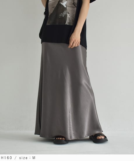 bottoms-02287　Satin Flare Skirt　Brown Gray Black