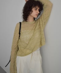 nh-knit-02374 Lace Knit Top Off-White, Yellow Beige, Charcoal