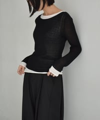 knit-02323　Sheer Layered Knit  Pale-yellow Black
