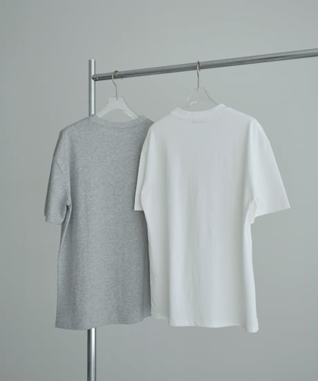 tops-02606 Wrap Knit Attached Message T-Shirt   White Gray