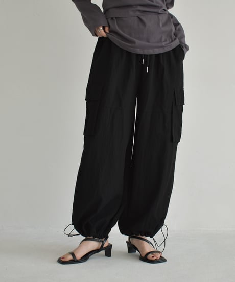 bottoms-02274  Wide Cargo Pants  Ecru Black