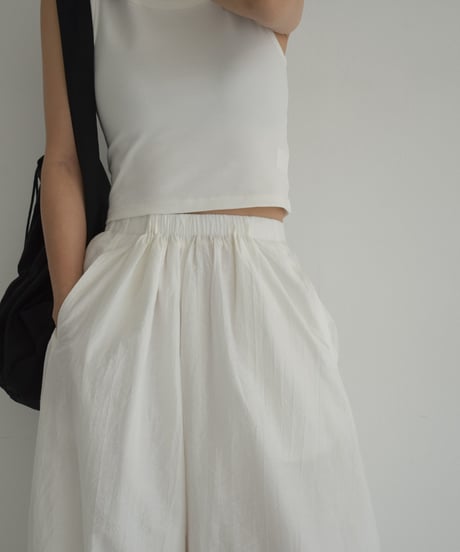 bottoms-02242　Waist Gathered Balloon Pants White Black