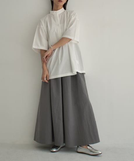 tops-02404　Oversized Pullover Shirt White Mint