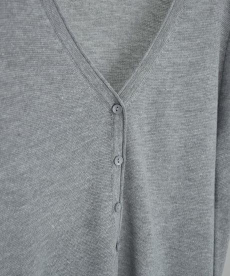 nh-knit-02380 Linen Blend Sheer Knit Cardigan  Ecru Gray Navy