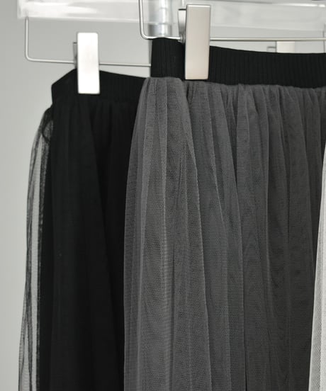 bottoms-02218　Tulle Long Skirt　Ecru　Grey　Black