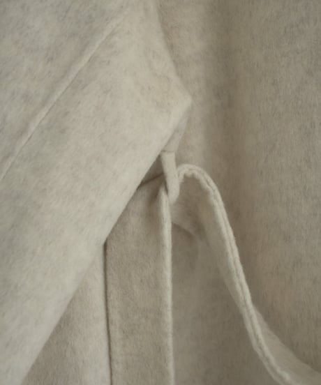 coat-02062  Raglan Sleeve Stand Collar Wool Midi Coat With Reversible Finish　Ecru Brown