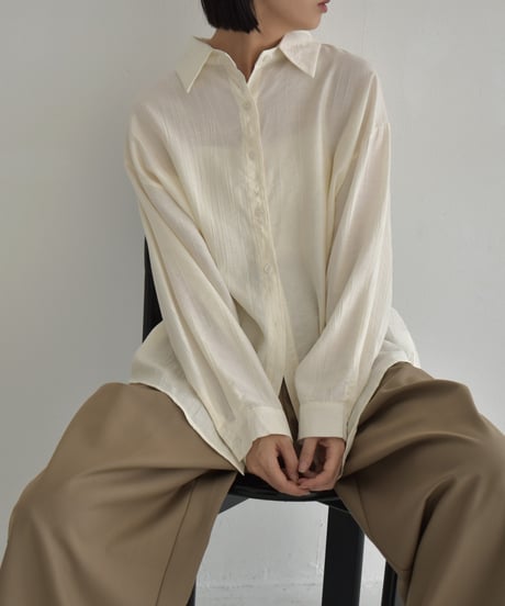 tops-02546　Embossed Loose Shirt  Ecru Beige Mocha