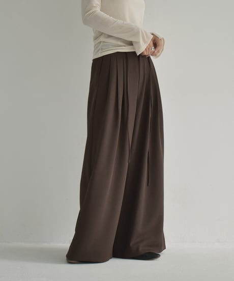 bottoms-02246　3 Tucks Wide Pants Gray Brown Black