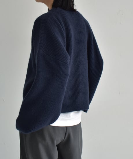knit-02308　Volume Sleeve Knit Pullover Off-White Light-Gray Dark-Gray  Navy Black