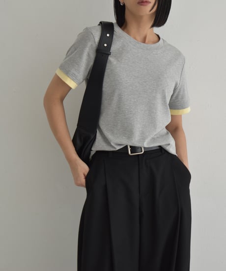 tops-02557　Bicolor-Tee　White Light-blue Heather-gray