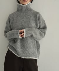 knit-02310　Bicolor Knit Tops Light Beige Gray Brown