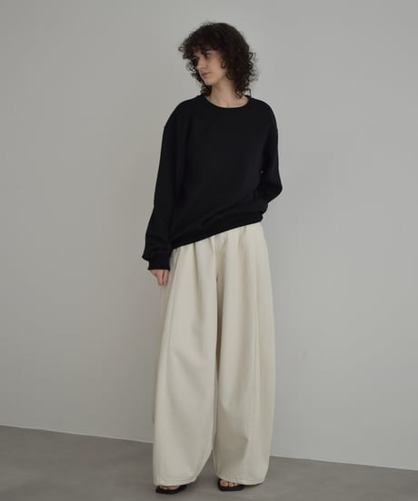 bottoms-02314 Volume Tuck Cocoon Denim Ecru