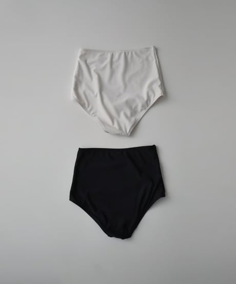 swim-02462　High Waist Bikini Swim Bottoms　White　Black
