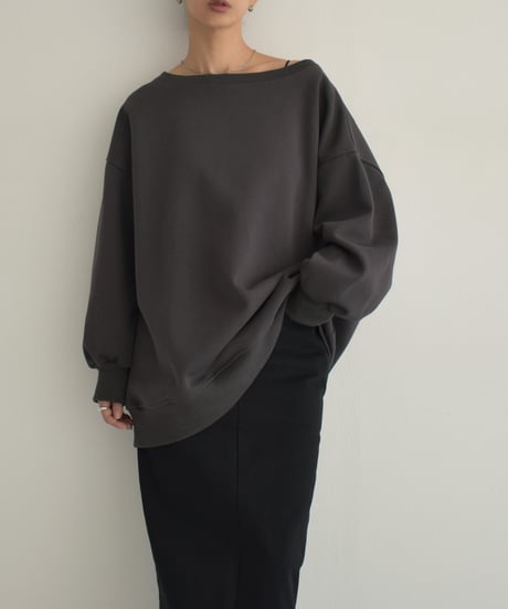 tops-02509　Off-Shoulder BIG Sweatshirt White Gray Charcoal Black