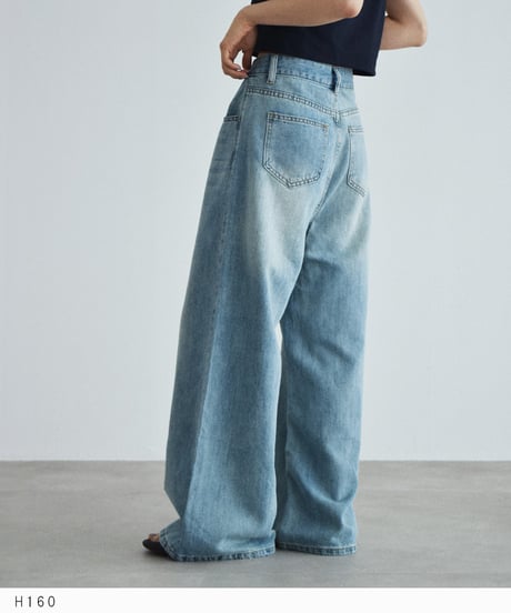 bottoms-02326 Light Denim Wide Pants  Light Blue Indigo