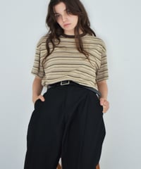 nh-tops-02596 Multi-Stripe Loose Tee Off-White Beige Charcoal