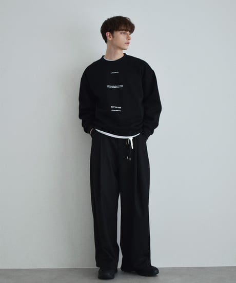 【UNISEX】 tops-02590　"SOT SO FAR" Logo Pullover Gray Black