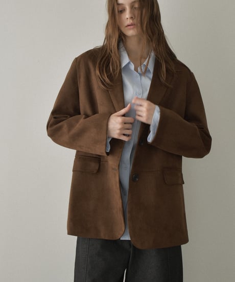 Jacket-02021 Faux Suede Tailored Jacket 　Camel　 Brown
