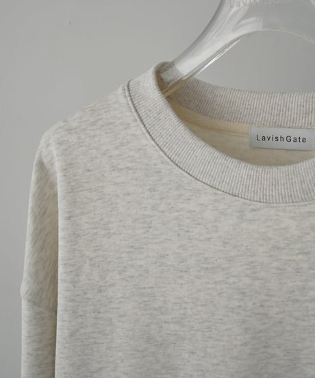 【UNISEX】tops-02591 Cutoff Design Sweat Pullover Oatmeal Light Gray Dark Gray
