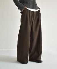 bottoms-02256　Brushed Back Center Press Pants  Brown Black