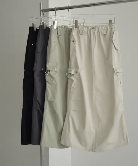 bottoms-02234　Parachute Skirt Light Greige Light Khaki Charcoal Black